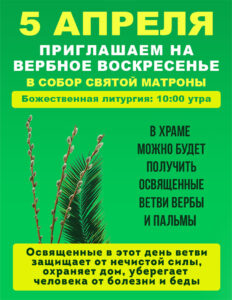 Приглашаем в Майамский собор на Вербное воскресенье!